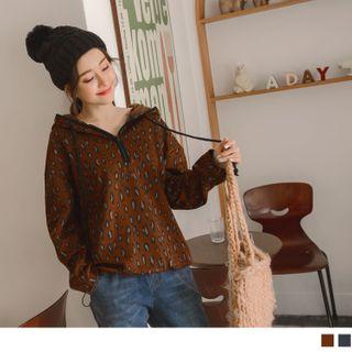 Half-zip Leopard Print Hoodie