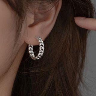 Chain Sterling Silver Hoop Earring 1 Pair - Silver - One Size