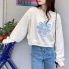 Round-neck Flower Embroidered Long-sleeve Sweatshirt