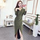 Long-sleeve V-neck Fishtail Dress