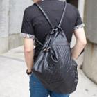 Faux-leather Quilted Convertible Shoulder Bag / Backpack Black - One Size