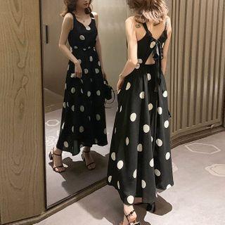 Sleeveless Dotted Maxi A-line Dress
