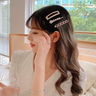 Set Of 3 : Faux Pearl Alloy Hair Clip