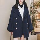 Lantern-sleeve Double-breasted Trench Jacket