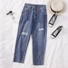 High-waist Straight-cut Crop Jeans