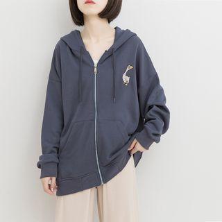 Duck Embroidered Hooded Zip Jacket
