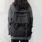 Buckled Plain Backpack Black - One Size
