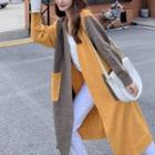 Two-tone Open-front Midi Cardigan