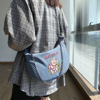 Bear Print Chain Detail Crossbody Bag