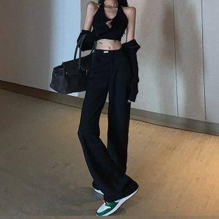 Halter Neck Top / Wide-leg Pants / Cardigan