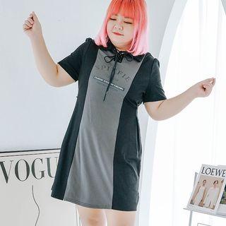 Plus Size Short-sleeve Lettering Mini T-shirt Dress / Midi T-shirt Dress