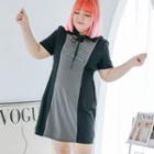 Plus Size Short-sleeve Lettering Mini T-shirt Dress / Midi T-shirt Dress