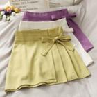 High-waist Asymmetric Mini Skirt With Sash