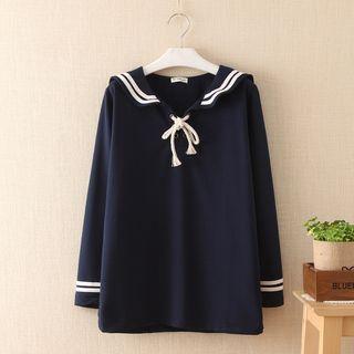 Sailor Collar Lace-up Blouse