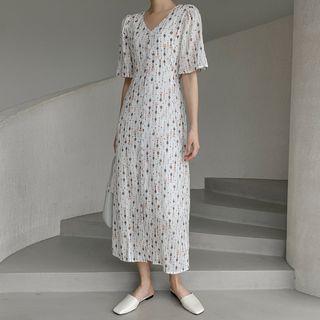 Button-up Patterned Maxi Dress
