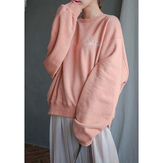 Loose-fit Lettering-embroidered Sweatshirt