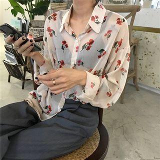 Long-sleeve Printed Shirt As Shown In Figure - One Size