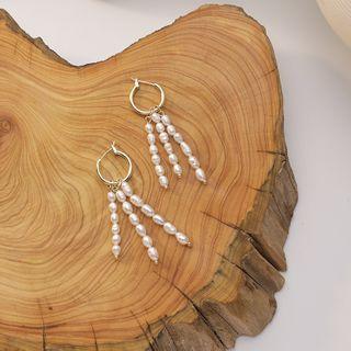 Fringed Freshwater Pearl Earring 1 Pair - Gold - One Size