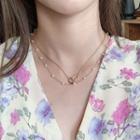 Faux-pearl Trim Layered Necklace Gold - One Size