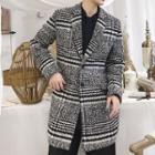 Houndstooth Single Breasted Shawl Collar Coat