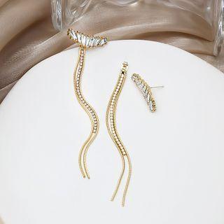 Rhinestone Chain Drop Earring E3326 - 1 Pair - Gold - One Size