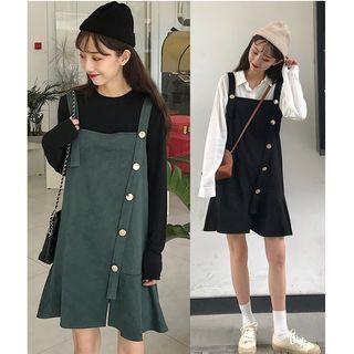 Faux Suede Midi A-line Jumper Dress