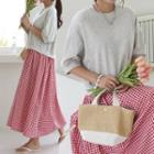 Mock Two-piece Gingham Maxi Dress