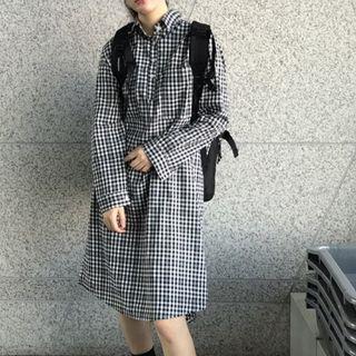 Long Sleeve Checked Shirt Dress