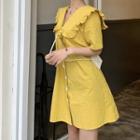 Ruffled Trim Short-sleeve Dress