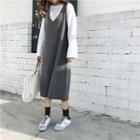 Plain Loose-fit Long-sleeve T-shirt / Plain Knit Tank Dress