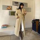 Single-button Fringed Maxi Coat