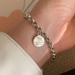 Lettering Disc Sterling Silver Bracelet Silver - One Size