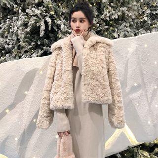 Long-sleeve Midi Knit Dress / Fleece Jacket