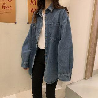 Front Pocket Button Denim Shirt As The Picture Shows - One Size