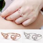 Wing Motif Rhinestone Studded Open Ring