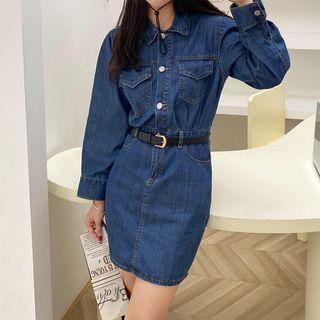 Set: Denim Shirtdress + Faux Leather Belt