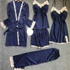 Loungewear Set : Lace Trim Suspender Sleep Dress + Camisole Top + Shorts + Pants + Robe