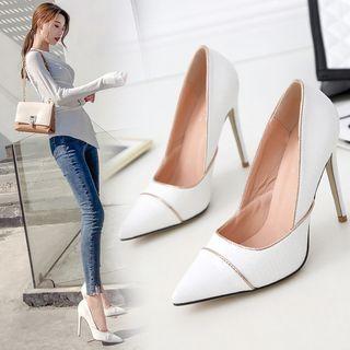 Pointy Toe Snake Pattern High Heel Pumps