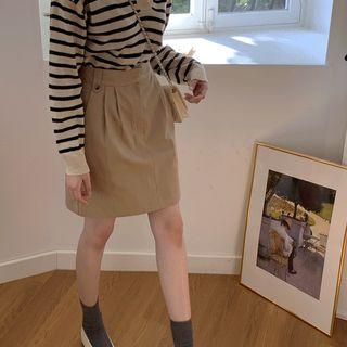 Pleated-front Mini Skirt