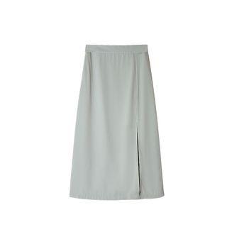 Plain High Waist Slit Skirt