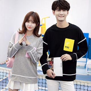 Couple Matching Lettering Color Block Sweatshirt