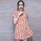 Short-sleeve Floral Print Mini Dress