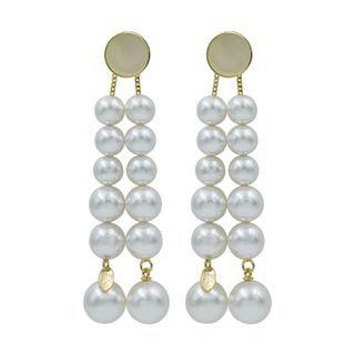 Disc Faux-pearl Drop Earring Gold - One Size