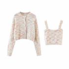 Set: Color Block Tweed Cropped Cardigan + Vest