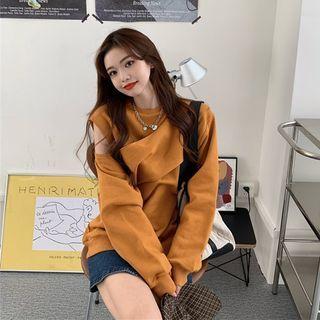Irregular Cold Shoulder Sweatshirt As Shown In Figure - One Size