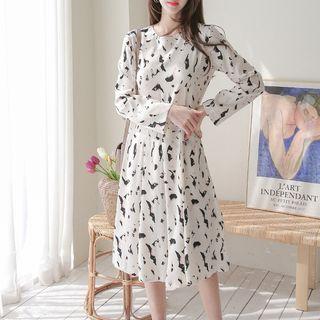 Patterned Box-pleat Dress