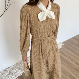 Color-block Bow-accent Midi Dress