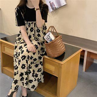 Short-sleeve T-shirt / Spaghetti Strap Print Dress