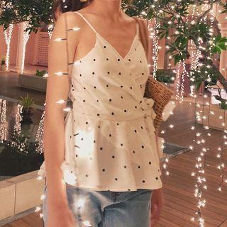 Strappy Dotted Peplum Top