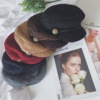 Buttoned Tweed Beret